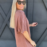 Oversized Washed Cotton T-Shirt In Chestnut - Infinity Raine