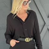 Always Chic And Simple Oversized Shirt-Black - Infinity Raine