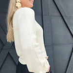 Ride On By Cropped Sweater-Cream - Infinity Raine