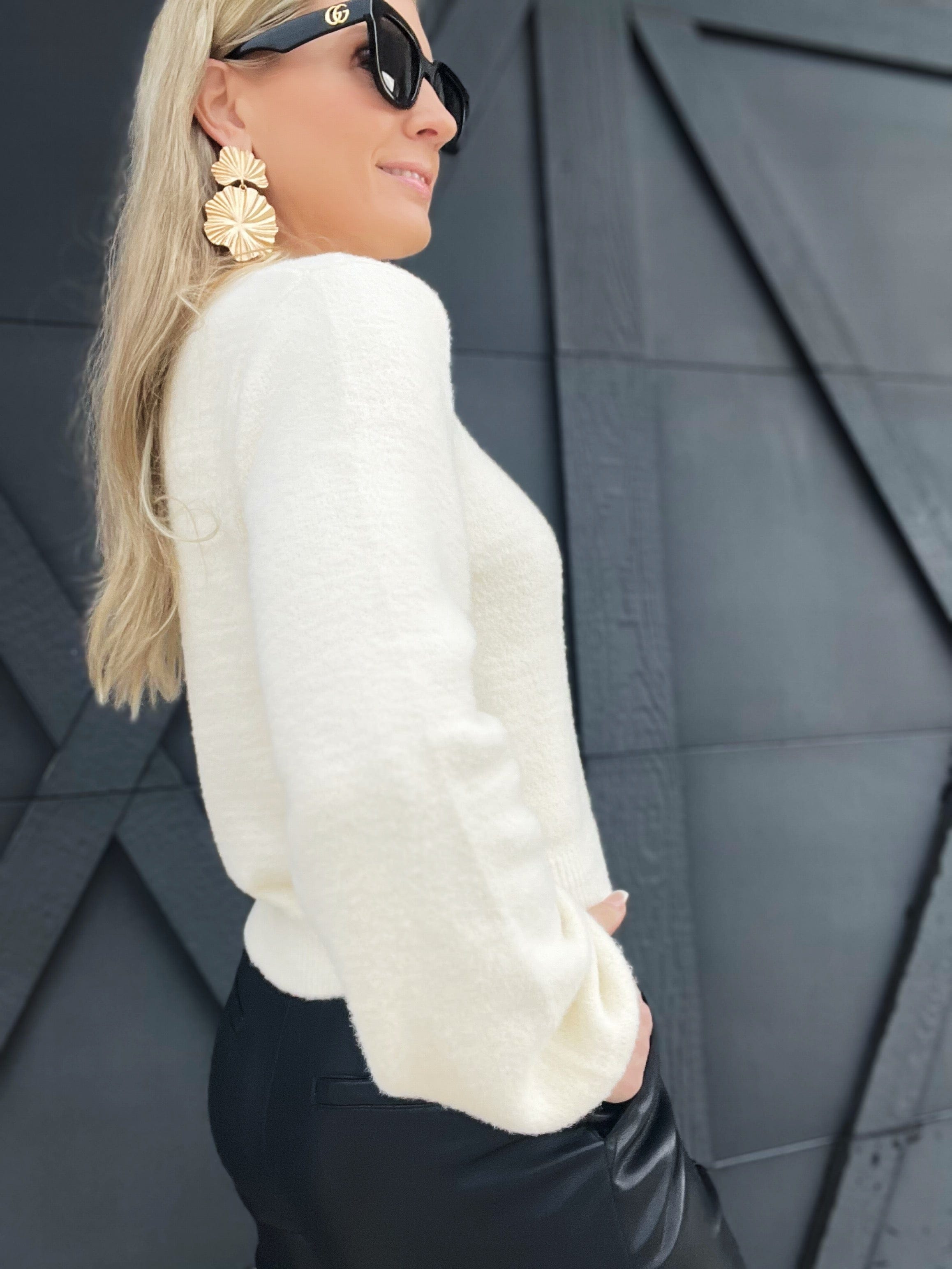 Ride On By Cropped Sweater-Cream - Infinity Raine