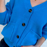 HYFVE Tops - Sweaters Button Front Oversized Cardigan In Ocean Blue