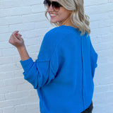 HYFVE Tops - Sweaters Button Front Oversized Cardigan In Ocean Blue