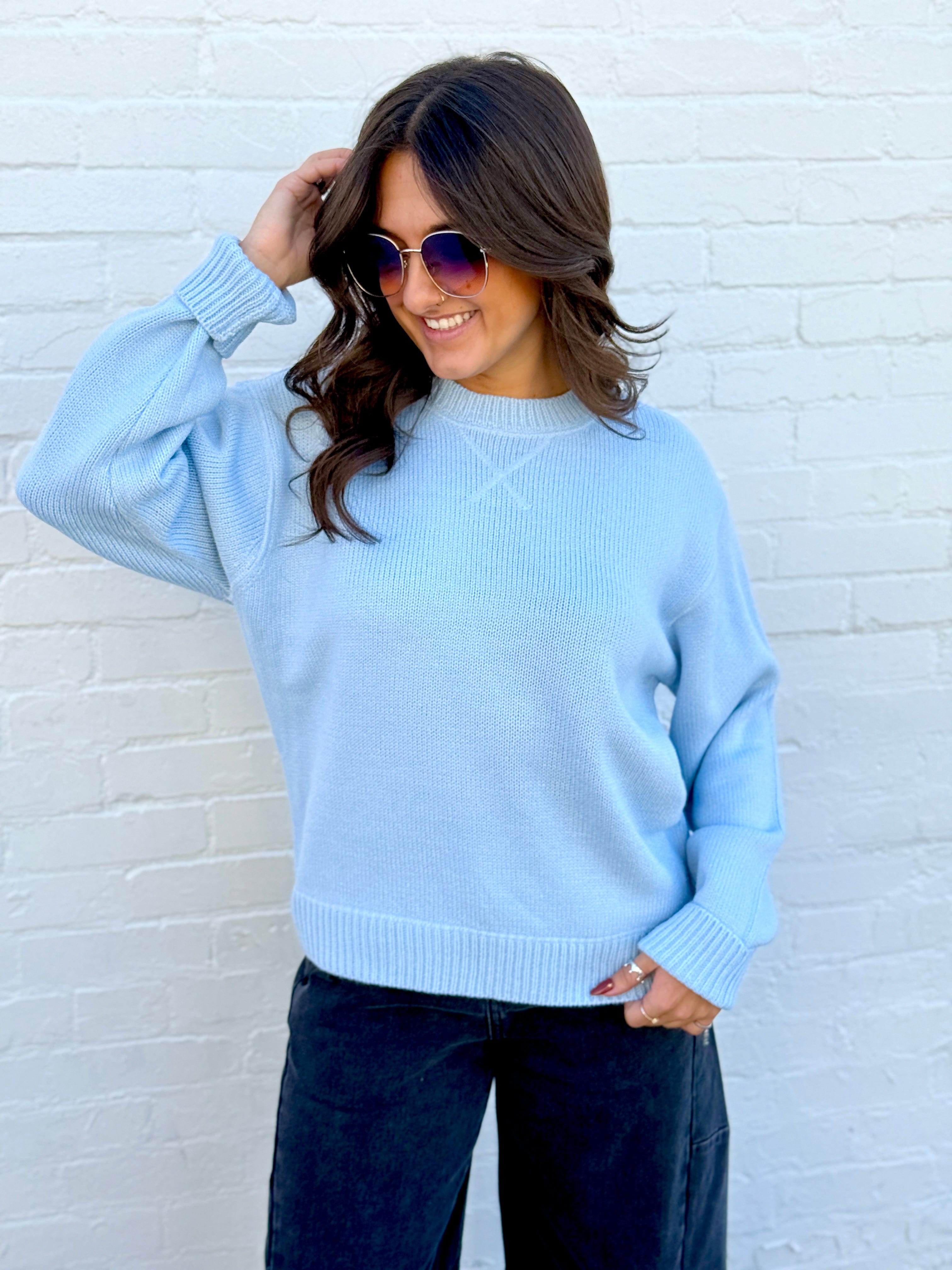 HYFVE Tops - Sweaters Crew Neck Sweater In Ice Blue