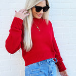 HYFVE Tops - Sweaters Cropped Long Sleeve Sweater In Red