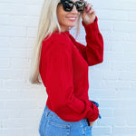 HYFVE Tops - Sweaters Cropped Long Sleeve Sweater In Red
