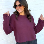 HYFVE Tops - Sweaters Knitted Crewneck Sweater In Dark Cherry