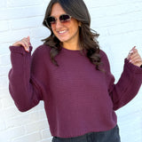 HYFVE Tops - Sweaters Knitted Crewneck Sweater In Dark Cherry