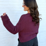 HYFVE Tops - Sweaters Knitted Crewneck Sweater In Dark Cherry