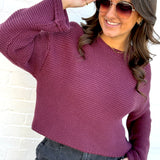HYFVE Tops - Sweaters Knitted Crewneck Sweater In Dark Cherry