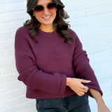 HYFVE Tops - Sweaters Knitted Crewneck Sweater In Dark Cherry