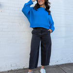 HYFVE Tops - Sweaters Oversized Crop Sweater In Ocean Blue