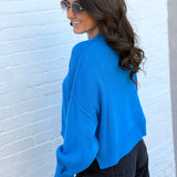 HYFVE Tops - Sweaters Oversized Crop Sweater In Ocean Blue
