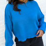 HYFVE Tops - Sweaters Oversized Crop Sweater In Ocean Blue