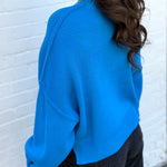 HYFVE Tops - Sweaters Oversized Crop Sweater In Ocean Blue
