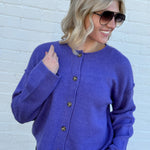 HYFVE Tops - Sweaters Relaxed Roll Neck Cardigan In Iris Purple