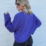 HYFVE Tops - Sweaters Relaxed Roll Neck Cardigan In Iris Purple