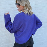 HYFVE Tops - Sweaters Relaxed Roll Neck Cardigan In Iris Purple