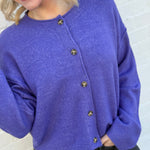 HYFVE Tops - Sweaters Relaxed Roll Neck Cardigan In Iris Purple
