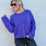 HYFVE Tops - Sweaters Relaxed Roll Neck Cardigan In Iris Purple