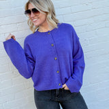 HYFVE Tops - Sweaters Relaxed Roll Neck Cardigan In Iris Purple