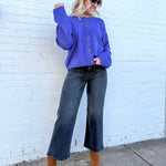 HYFVE Tops - Sweaters Relaxed Roll Neck Cardigan In Iris Purple