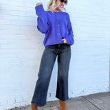 HYFVE Tops - Sweaters Relaxed Roll Neck Cardigan In Iris Purple