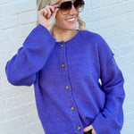 HYFVE Tops - Sweaters Relaxed Roll Neck Cardigan In Iris Purple