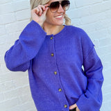 HYFVE Tops - Sweaters Relaxed Roll Neck Cardigan In Iris Purple