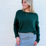 HYFVE Tops - Sweaters Rolled Round Neck Sweater In Dark Green