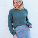 HYFVE Tops - Sweaters Striped Raglan Top In Deep Green