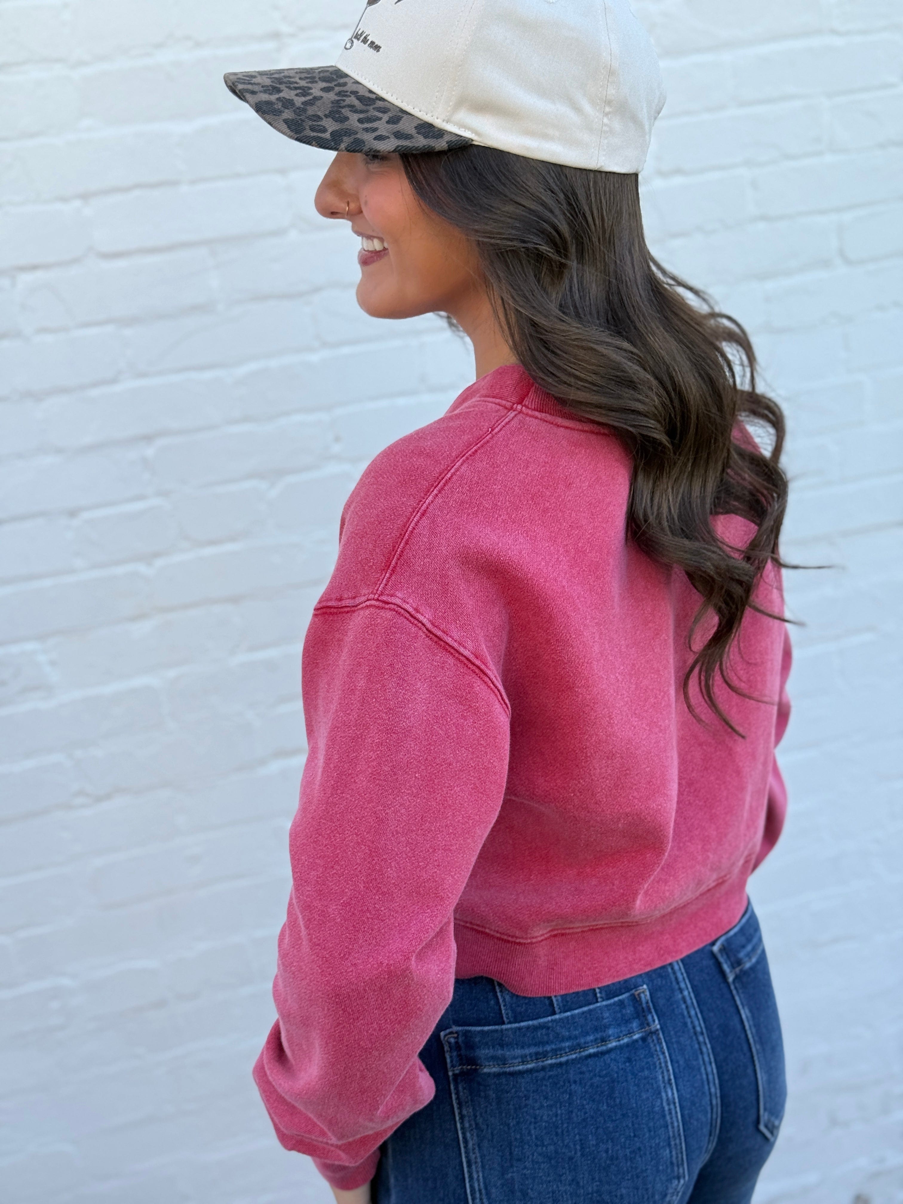 HYFVE Tops - Sweaters Washed Cropped Cardigan In Red