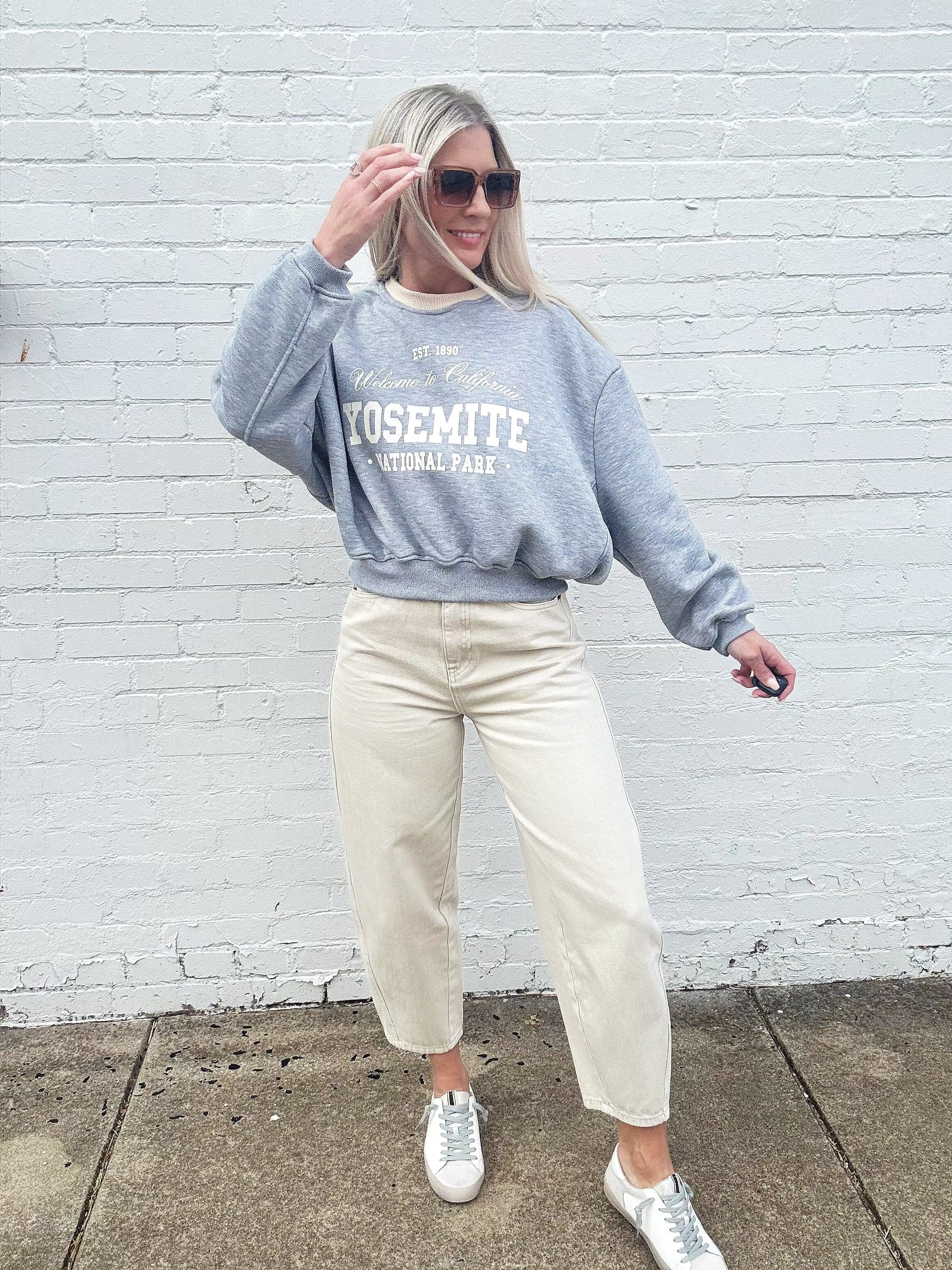 Vintage Yosemite Crewneck In Grey - Infinity Raine