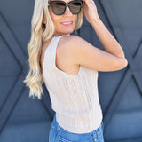 Button Up Sleeveless Knit Top In Sand - Infinity Raine