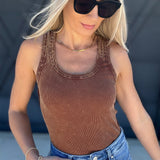 HYFVE Tops - Tanks Mineral Washed Tank Top In Chestnut