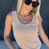 HYFVE Tops - Tanks Mineral Washed Tank Top In Taupe