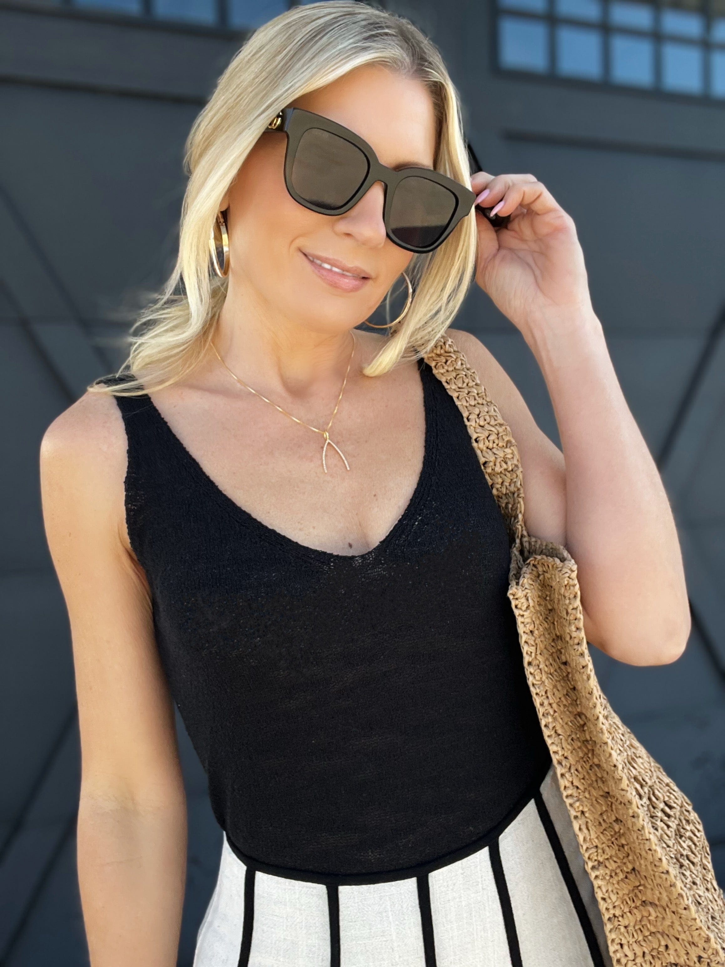 Try Your Luck V-Neck Tank In Black - Infinity Raine