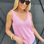 Try Your Luck V-Neck Tank In Pink - Infinity Raine