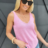 Try Your Luck V-Neck Tank In Pink - Infinity Raine