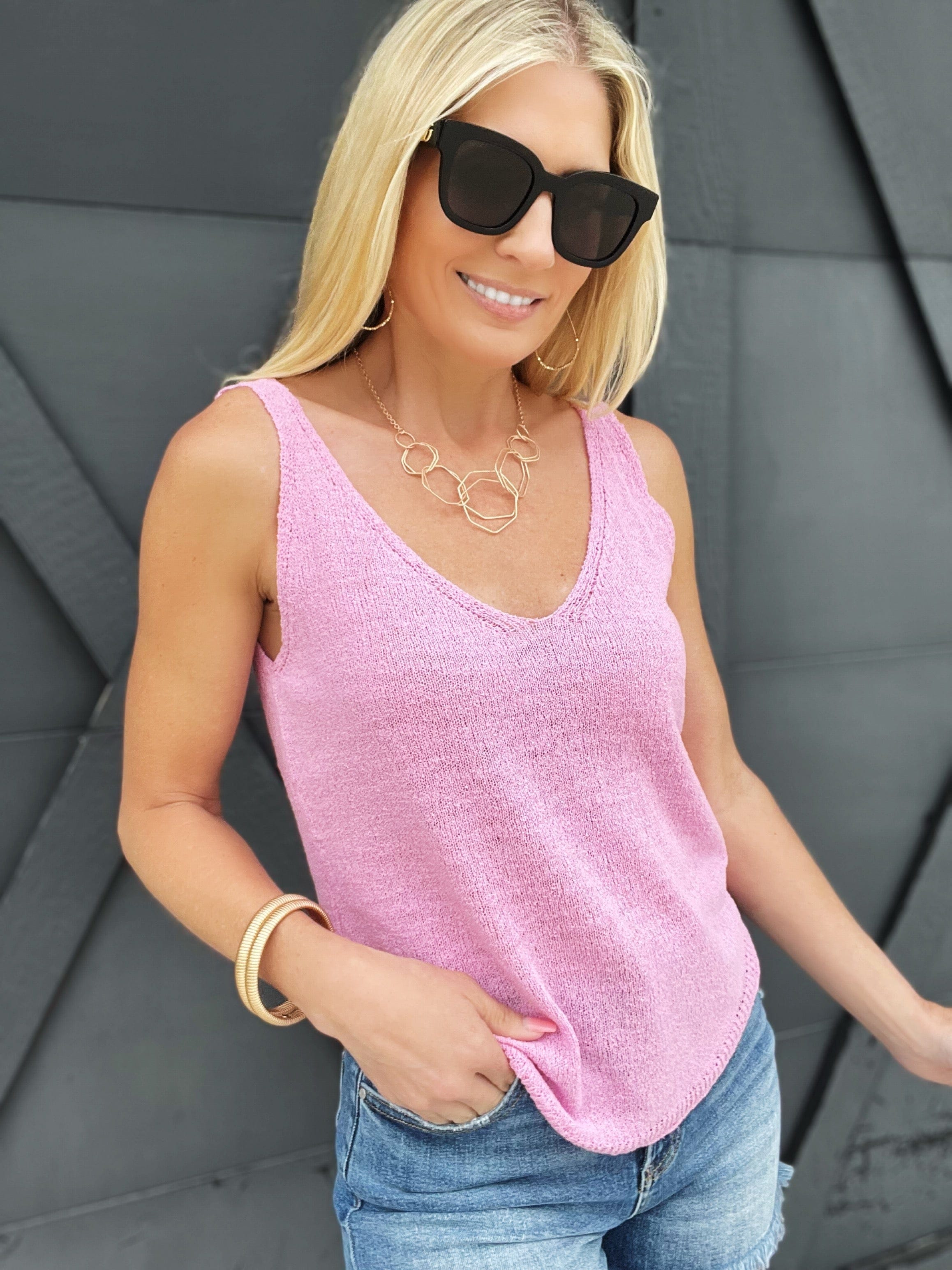 HYFVE Tops - Tanks Try Your Luck V-Neck Tank In Pink