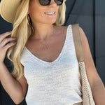 Try Your Luck V-Neck Tank In Whip Cream - Infinity Raine