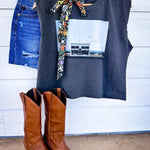 Iconic Marfa Boxy Tank In Washed Grey - Infinity Raine