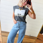 Iconic Marfa Boxy Tank In Washed Grey - Infinity Raine