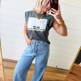 Iconic Marfa Boxy Tank In Washed Grey - Infinity Raine