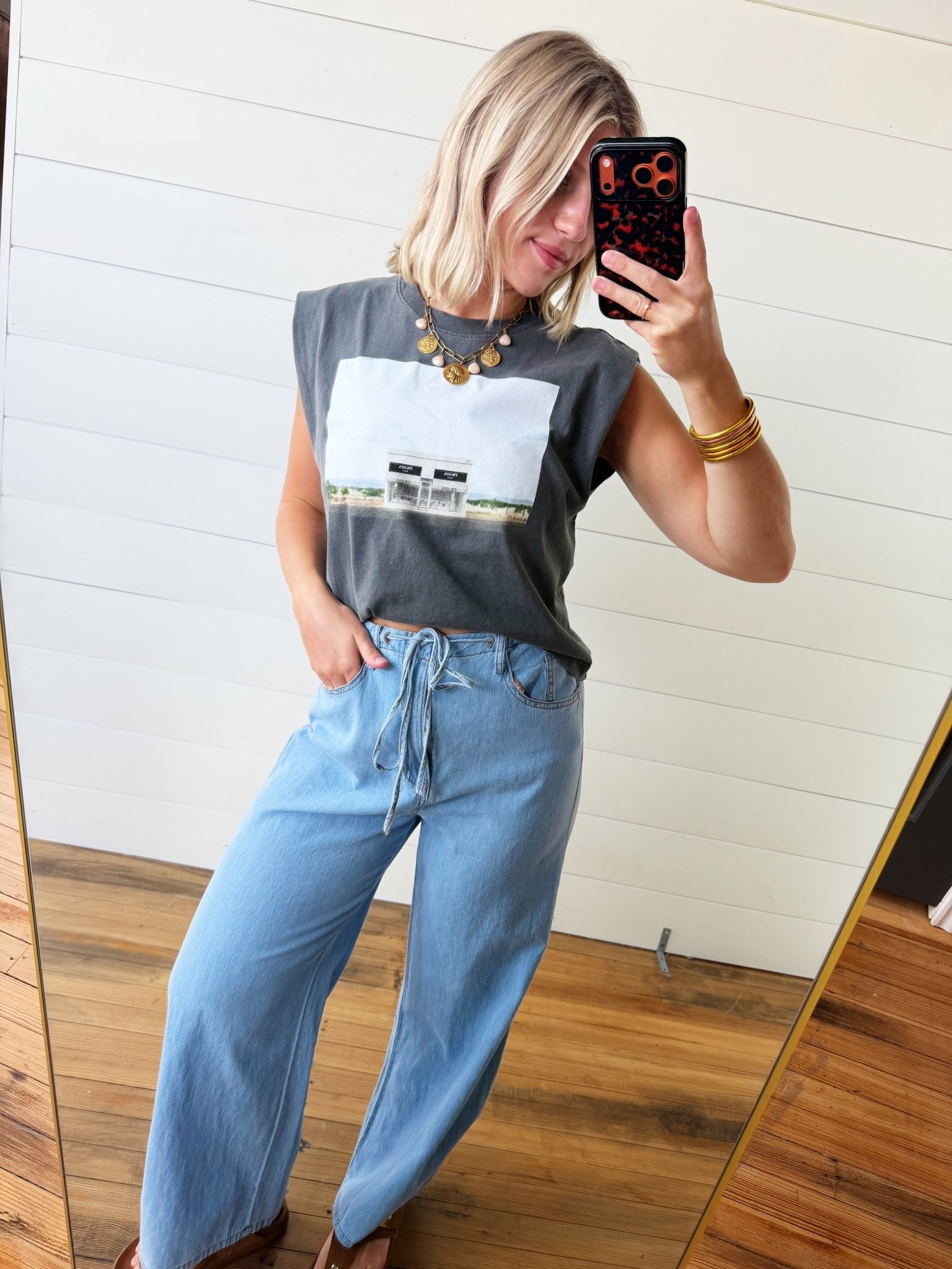 Iconic Marfa Boxy Tank In Washed Grey - Infinity Raine