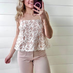 Lace Shoulder Tie Top In Dusty Peach - Infinity Raine