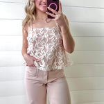 Lace Shoulder Tie Top In Dusty Peach - Infinity Raine
