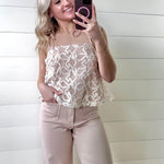 Lace Shoulder Tie Top In Dusty Peach - Infinity Raine