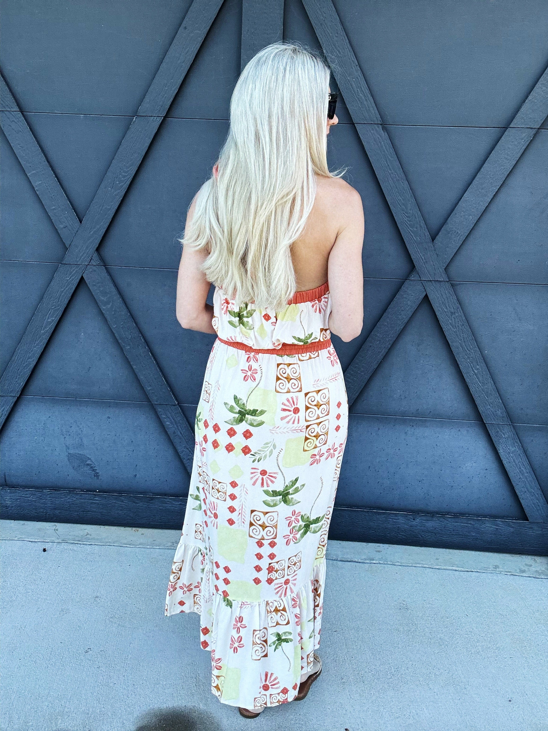 illa illa Sets Vacation Halter Top And Skirt Set In Cream Multi