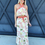 illa illa Sets Vacation Halter Top And Skirt Set In Cream Multi