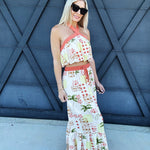 illa illa Sets Vacation Halter Top And Skirt Set In Cream Multi
